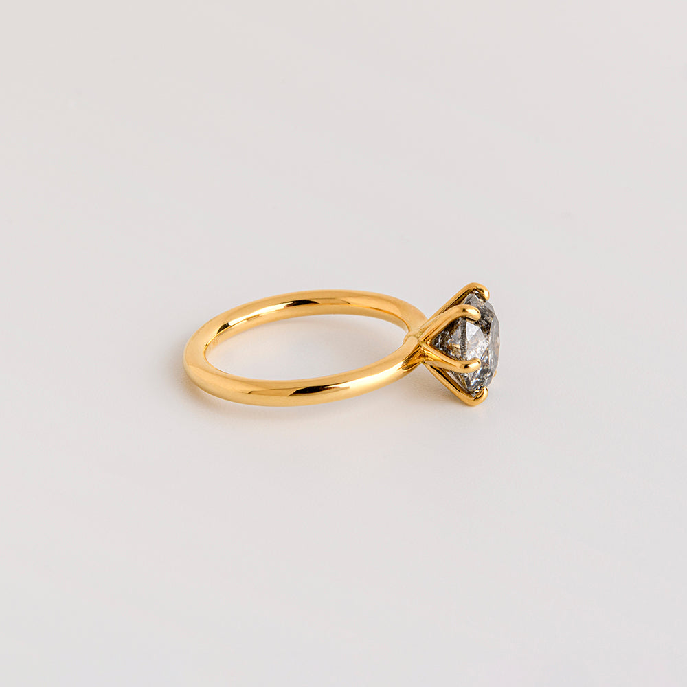 טבעת סוליטר יהלום אפור 3 קראט (עגול)