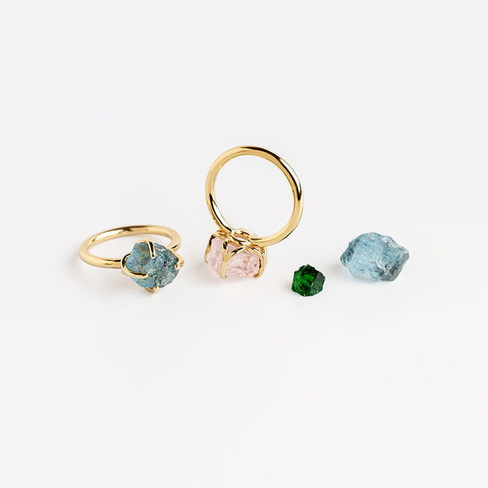 טבעת אקוומרין גולמי