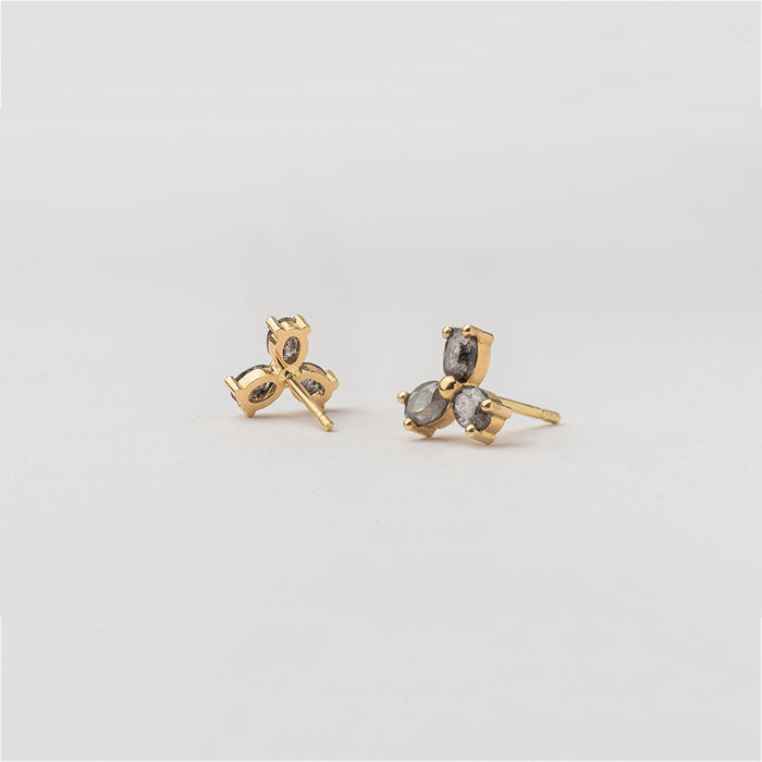 עגילי שבשבת יהלומים אפורים (אובל)