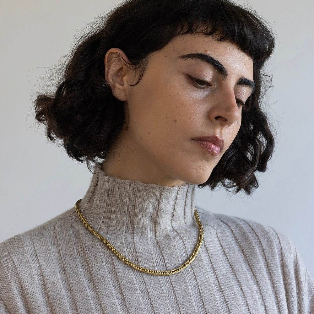 שרשרת חיטה עבודת יד (18 קראט זהב)