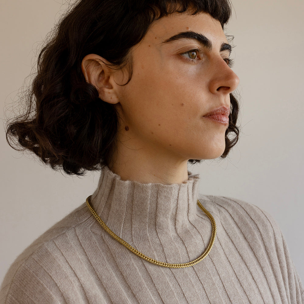 שרשרת חיטה עבודת יד (18 קראט זהב)