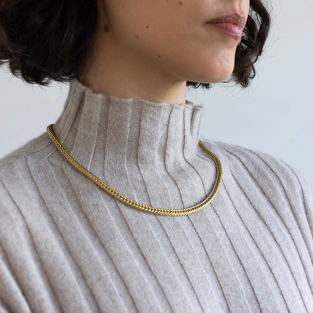 שרשרת חיטה עבודת יד (18 קראט זהב)