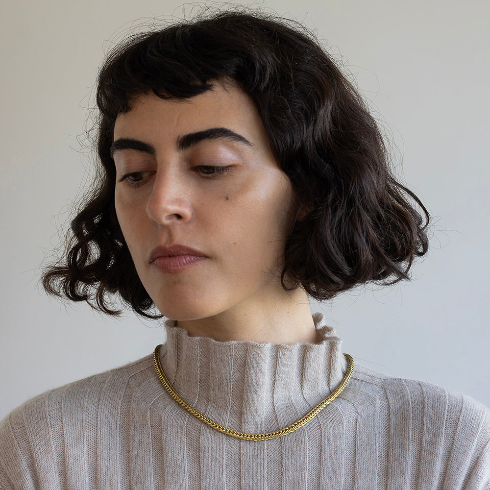 שרשרת חיטה עבודת יד (18 קראט זהב)