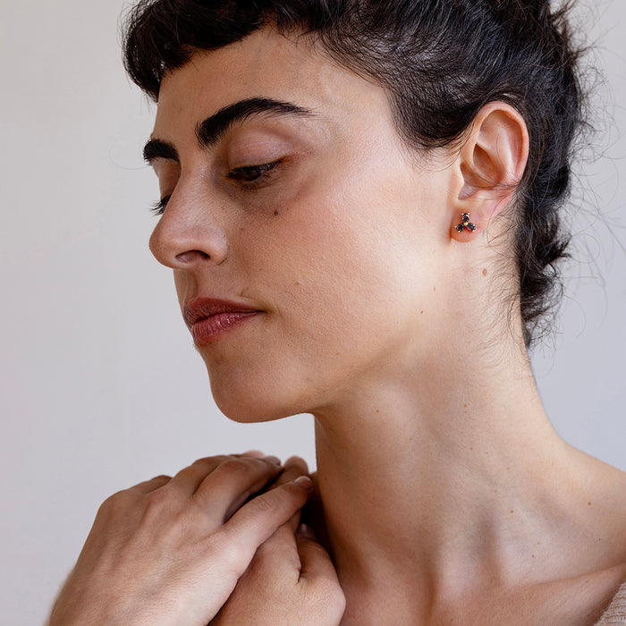 עגילי שבשבת יהלומים אפורים (אובל)