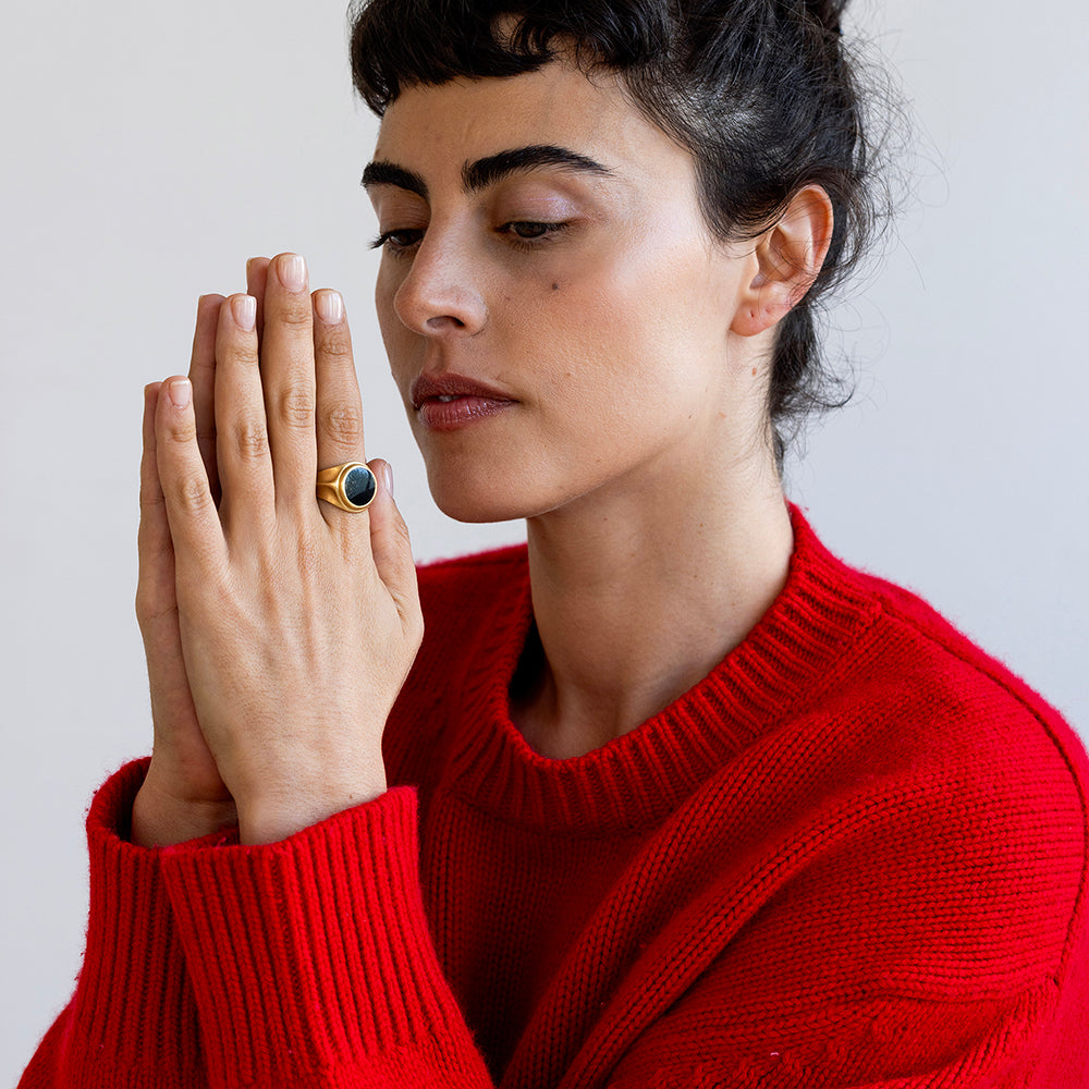 טבעת אוניקס שטוחה (עגולה)