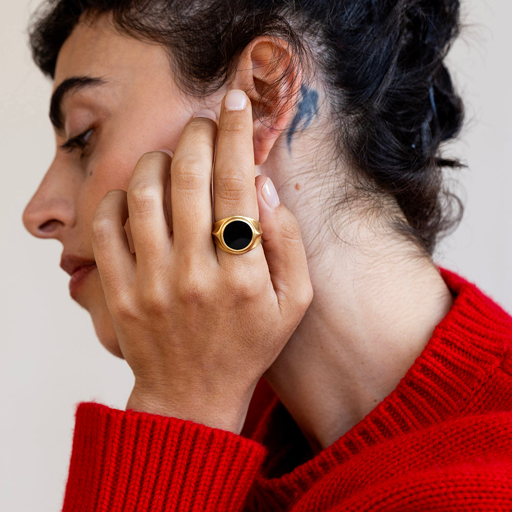 טבעת אוניקס שטוחה (עגולה)