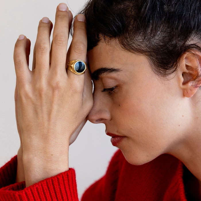 טבעת אוניקס שטוחה (עגולה)