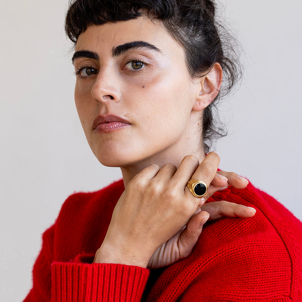 טבעת אוניקס שטוחה (עגולה)