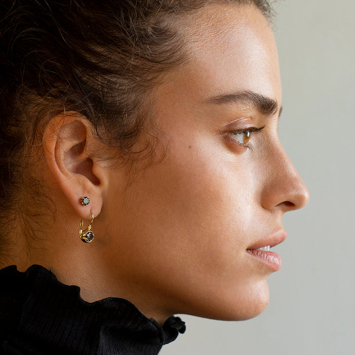 עגילי סוליטייר יהלומים אפורים (2 TCW)