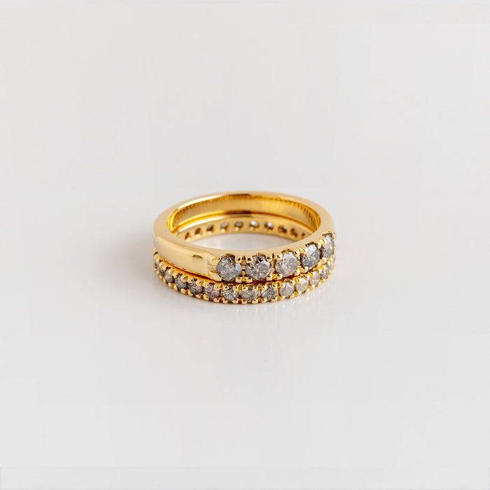 טבעת שורה יהלומים (אפורים)