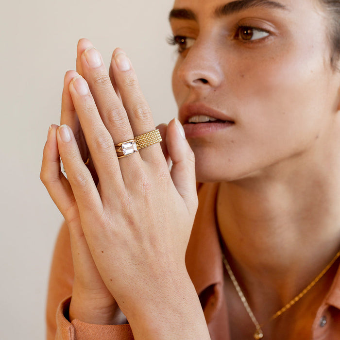 טבעת אקוומרין (מלבן)